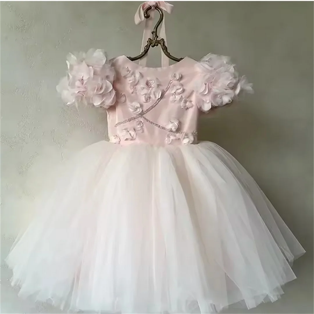 

Baby Girl Flower Embroidery For Children Ball Gowns Girls Elegant Frocks Dress Kids Wedding Birthday Baptism Party Dresses