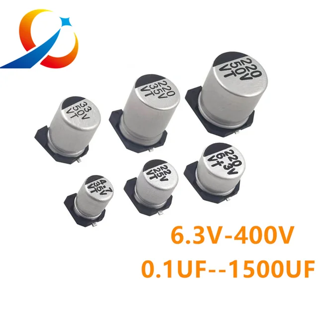 10szt Kondensator elektrolityczny SMD 6.3V 10V 16V 25V 35V 50V 63V 100V 400V 1UF 10UF 22UF 47UF 100UF 220UF 470UF 1000UF Oryginalny NOWY