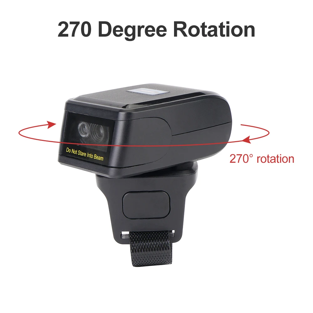 2D Barcode Scanner Portable Finger Handheld Wearable Ring 1D 2D Bar Code Reader BT+2.4G Wireless and Wired Connection