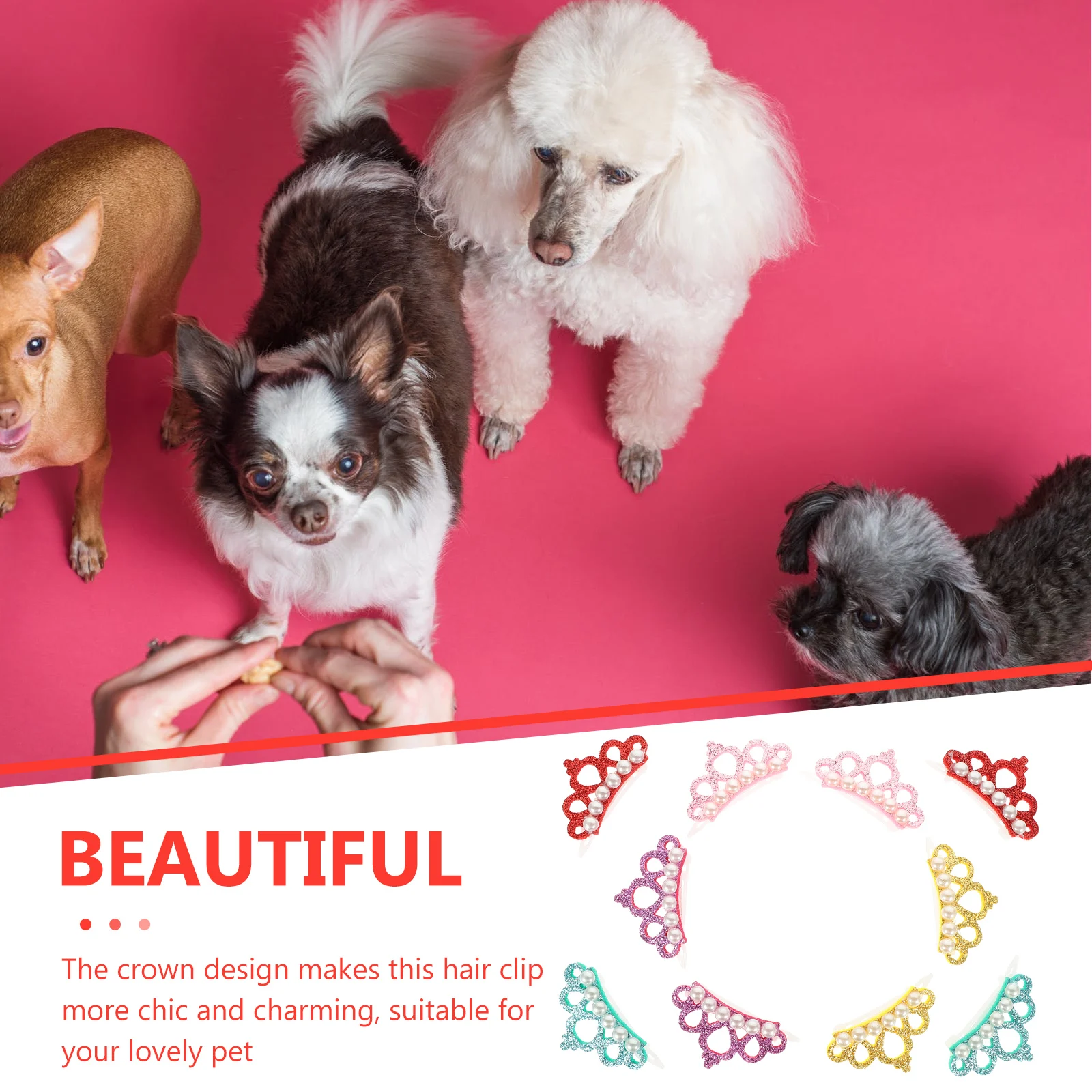 

10pcs Pet Hairpins Dog Hair Accessories Crown Shape Hair Clips Summer Delicate Pet Headwear Supplies Decor For Dogs Daily Wear