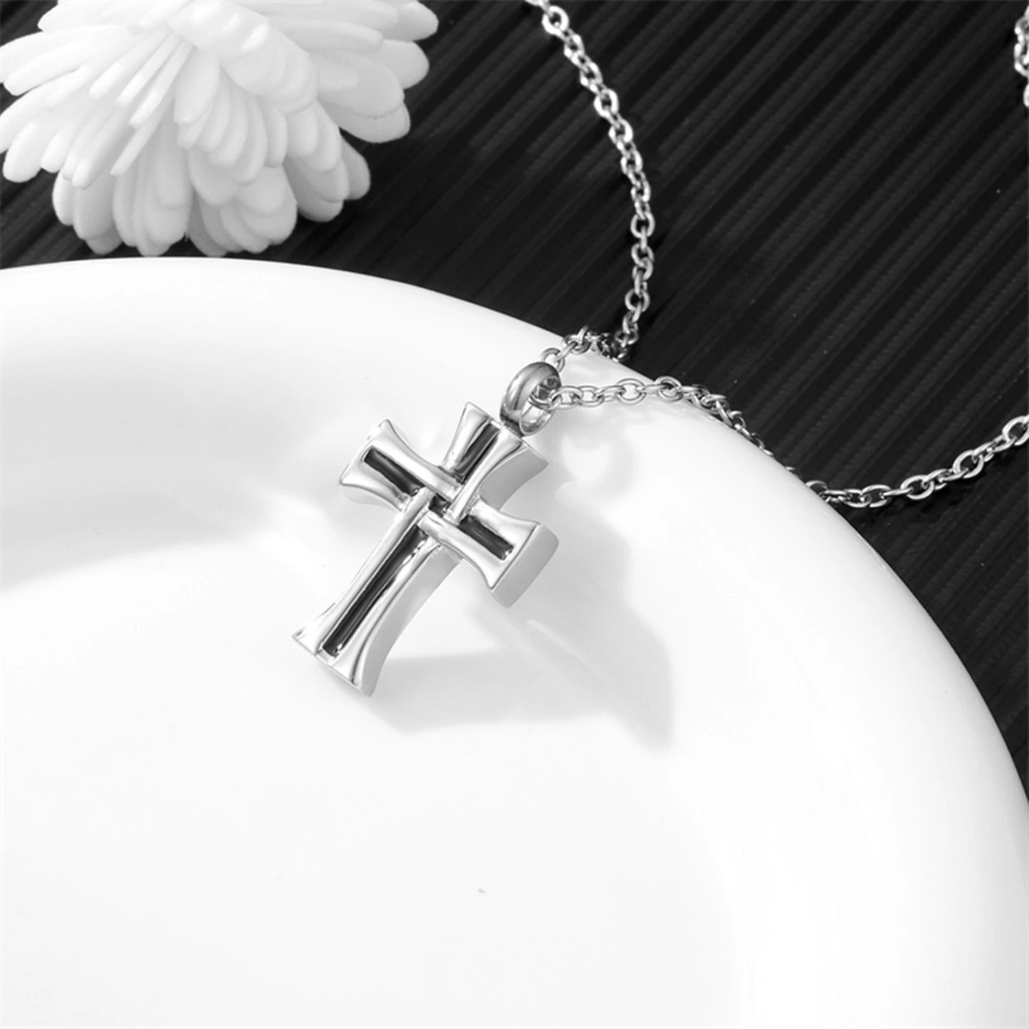 Stainless Steel Cross Cremation Necklace - Ashes Pendant for Human Ashes, Memorial Urn Jewelry Keepsake with Secure Seal
