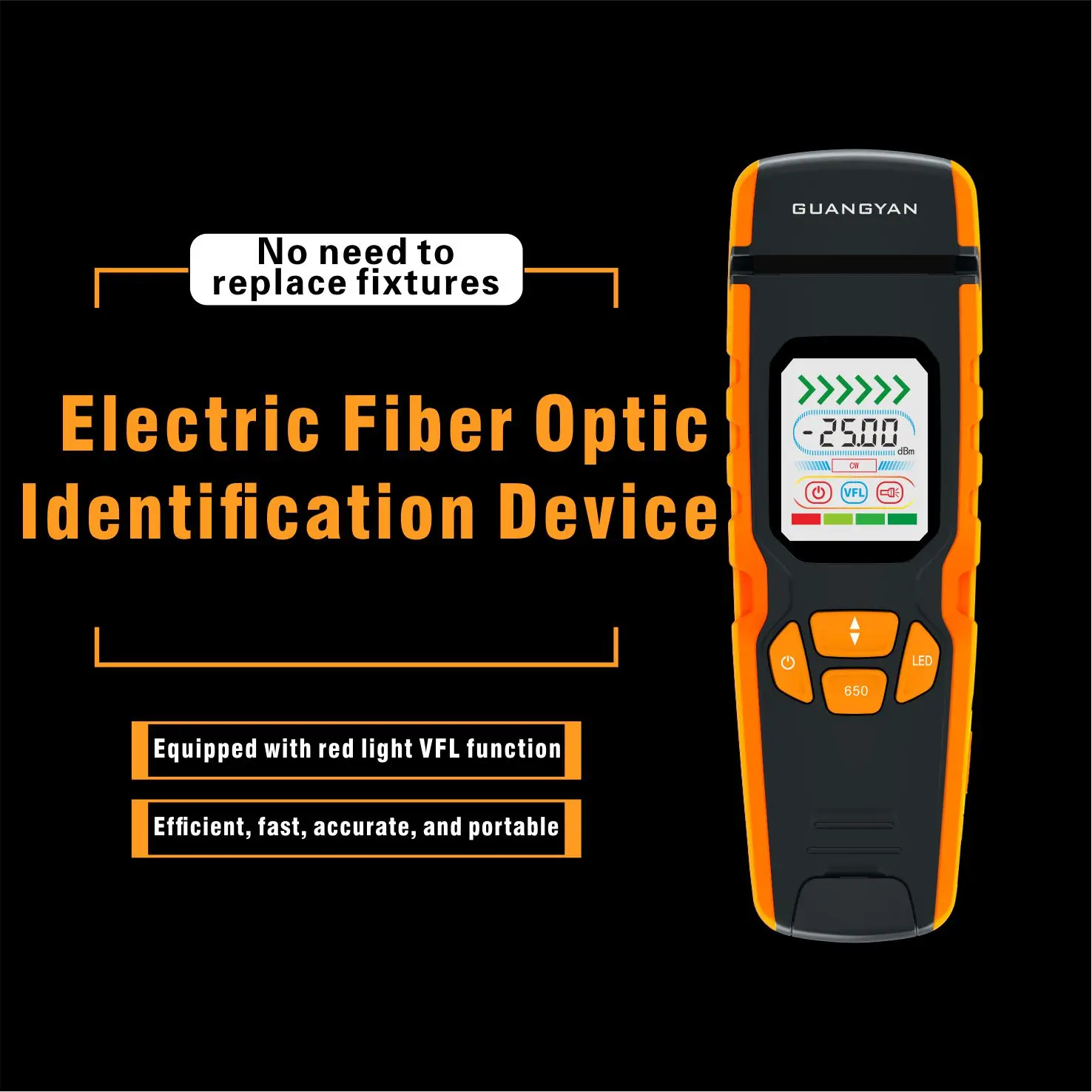 GUANGYAN S2 identificatore di fibra ottica ftth attrezzatura in fibra ottica localizzatore visivo di guasti OFI identificatore di fibra dal vivo