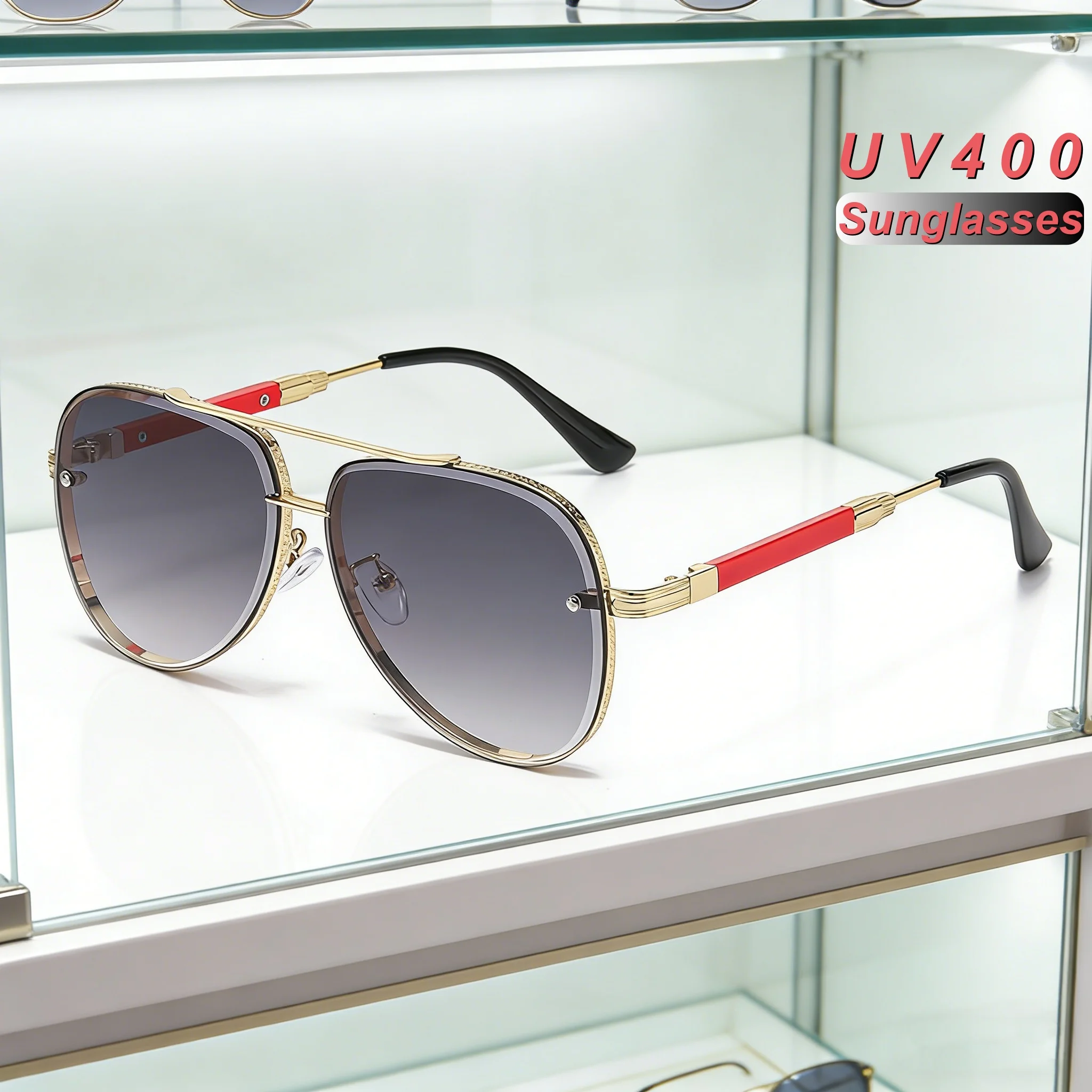 

2026 New Fashionable Luxury Toad Glasses Women's Sunglasses Retro Neutral High Quality UV400 Metal Frame Sunscreen Glasses