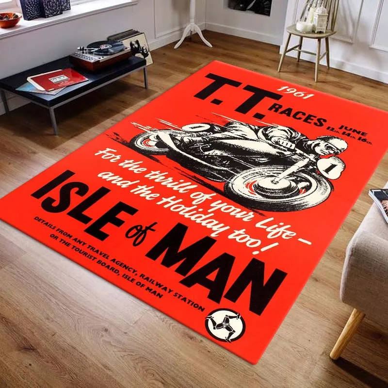 Isle of Man TT Carpets and Rug Motorcycle competition Carpet Living Room Bedroom Decorate Large Area Soft Carpet Kids Room Rug