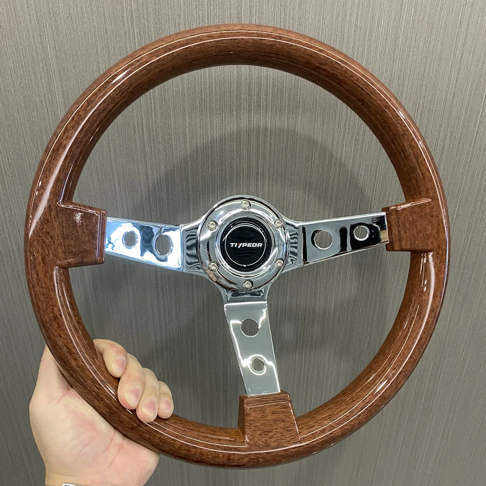 TIYPEOR Universal 14inch 350mm ABS Classic Vintage Wood Style Steering Wheel