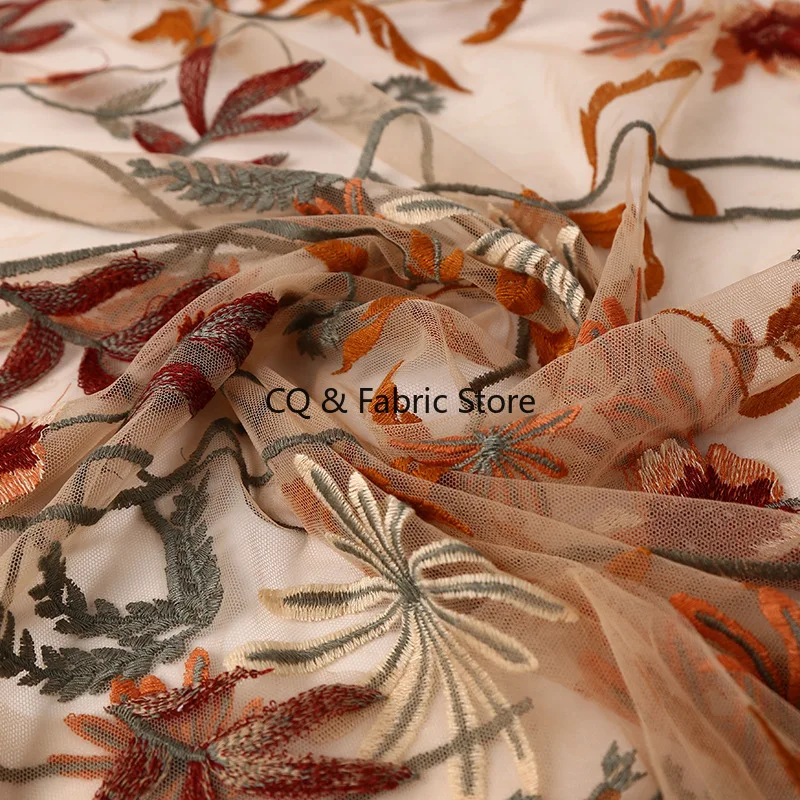 

Золотой цветок, вышитая кружевная ткань во французском стиле для свадебного вечернего платья, дизайнерская ткань