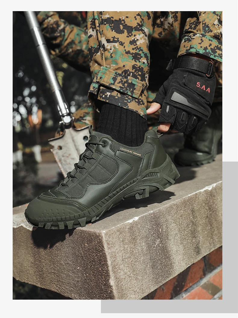 Männer Taktische Stiefel Anti Slip Arbeit Lace Up Unisex Armee Schuhe Outdoor Wanderschuhe Wüste Top Männliche Militär Stiefel Special Forces – Detail 16