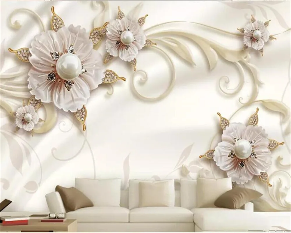 Beibehang papel de parede Custom wallpaper Exquisite European embossed pattern jewelry flowers TV backdrop murals 3d wallpaper