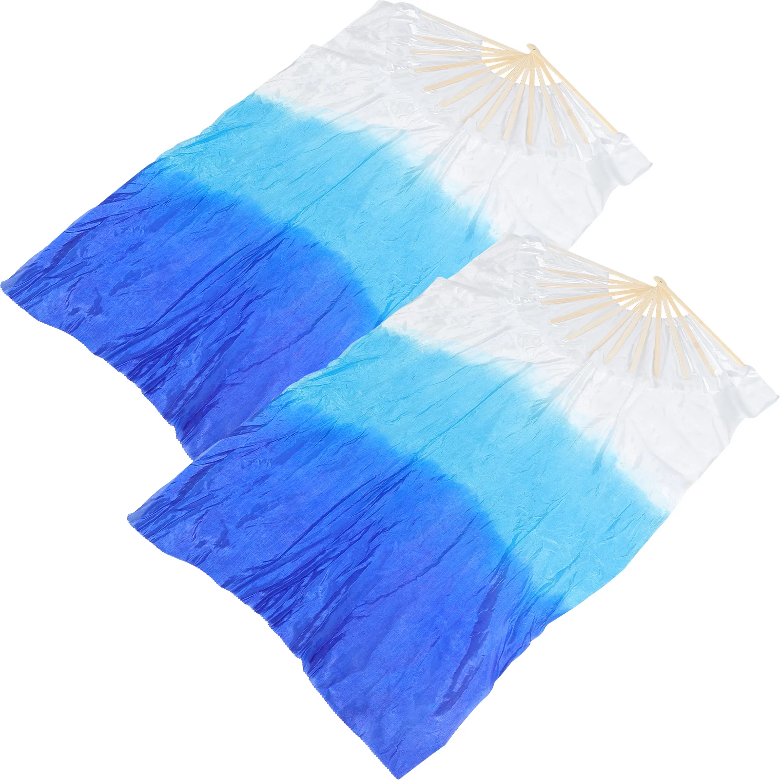 2 Pcs Dance Fan for Woman Belly Morning Practice Color Gradient Women's Artificial Silk Veil Fans