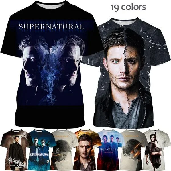 Letnia koszulka z nadrukiem 3D Supernatural Nowa moda Casual Top Tees Street Harajuku T-shirt