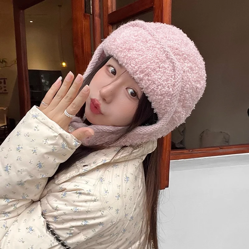 Outono e inverno moda proteção de ouvido quente lei feng chapéu senhoras all-match chapéu de lã de malha