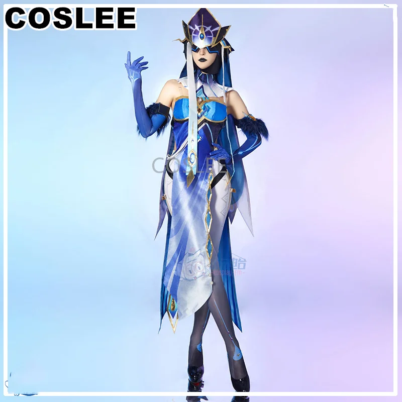 

COSLEE Genshin Impact Fatui Mirror Maiden Cosplay Costume Snezhnayan Maiden Game Suit Role Play Halloween Party Outfit New 2023