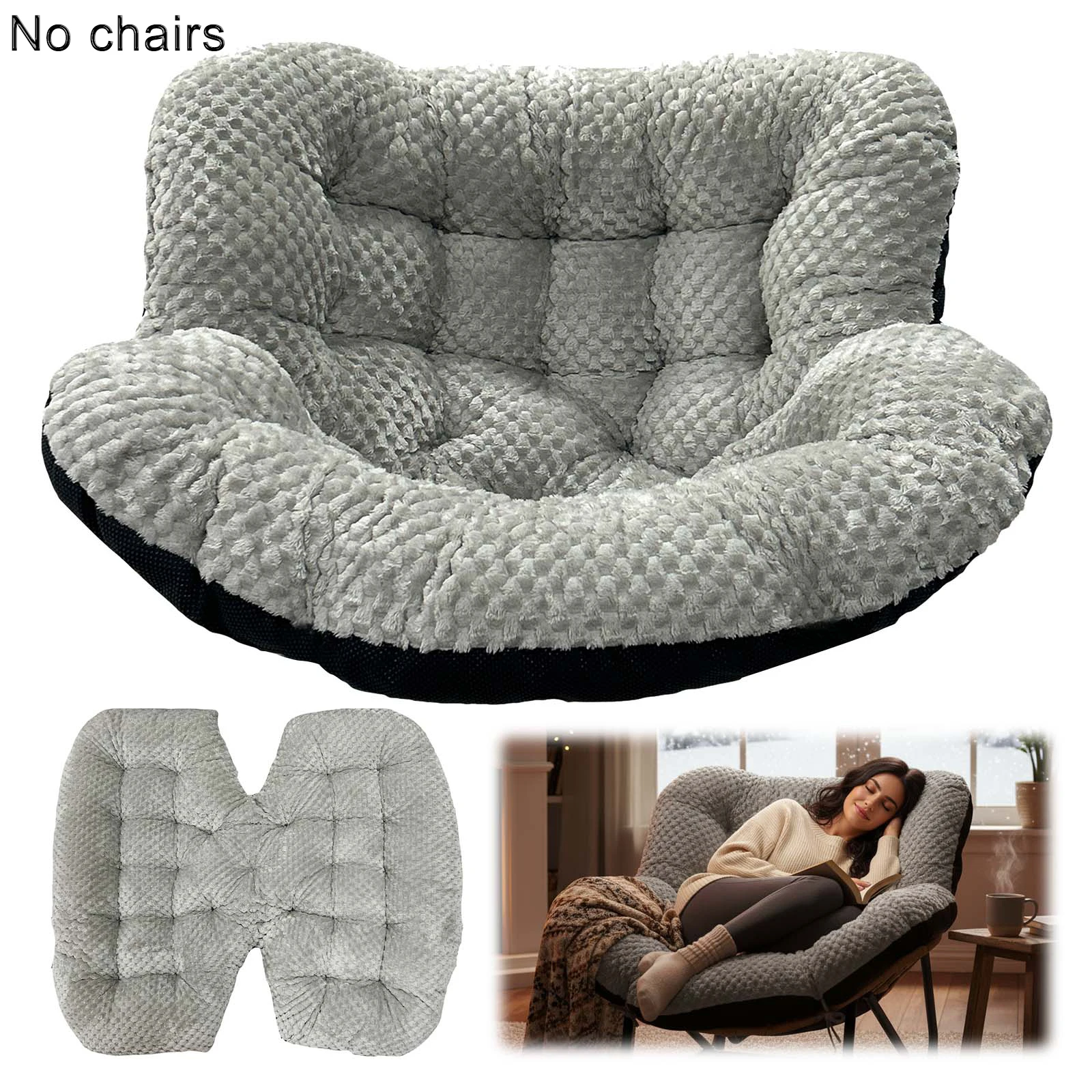 وسادة كرسي هزاز من القطيفة المخملية الدافئة لكرسي الخوص على شكل بيضة وسادة بديلة حديثة مريحة للاستراحة في الأماكن المغلقة