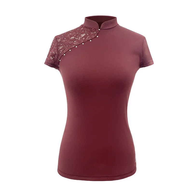 Pattern skating clothing for women professional training examination Chinese style lace short-sleeved spring and summer