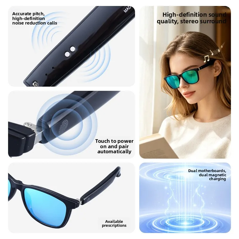 Hot Selling Smart Glasses Anti-Shake Blue Light Lens Bluetooth ColorChanging AI Translation Recording Remote Video for Business