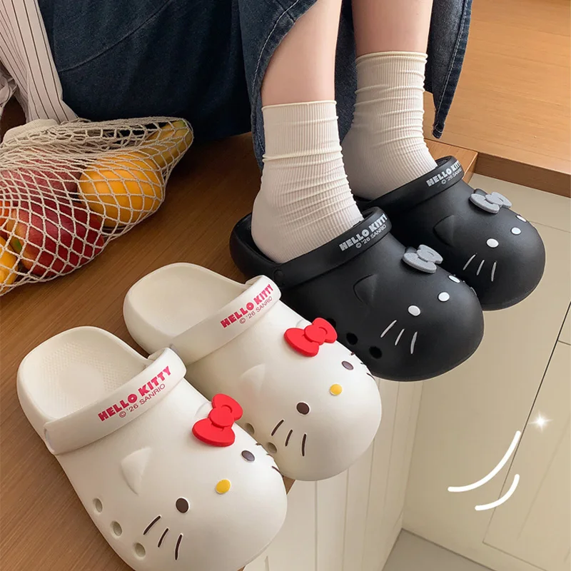 

Summer Cartoon Sanrios Hello Kitty Women Cool Slippers Kt Eva Anti Slip Breathable Thick SoledGirl Cute Student Beach Slippers