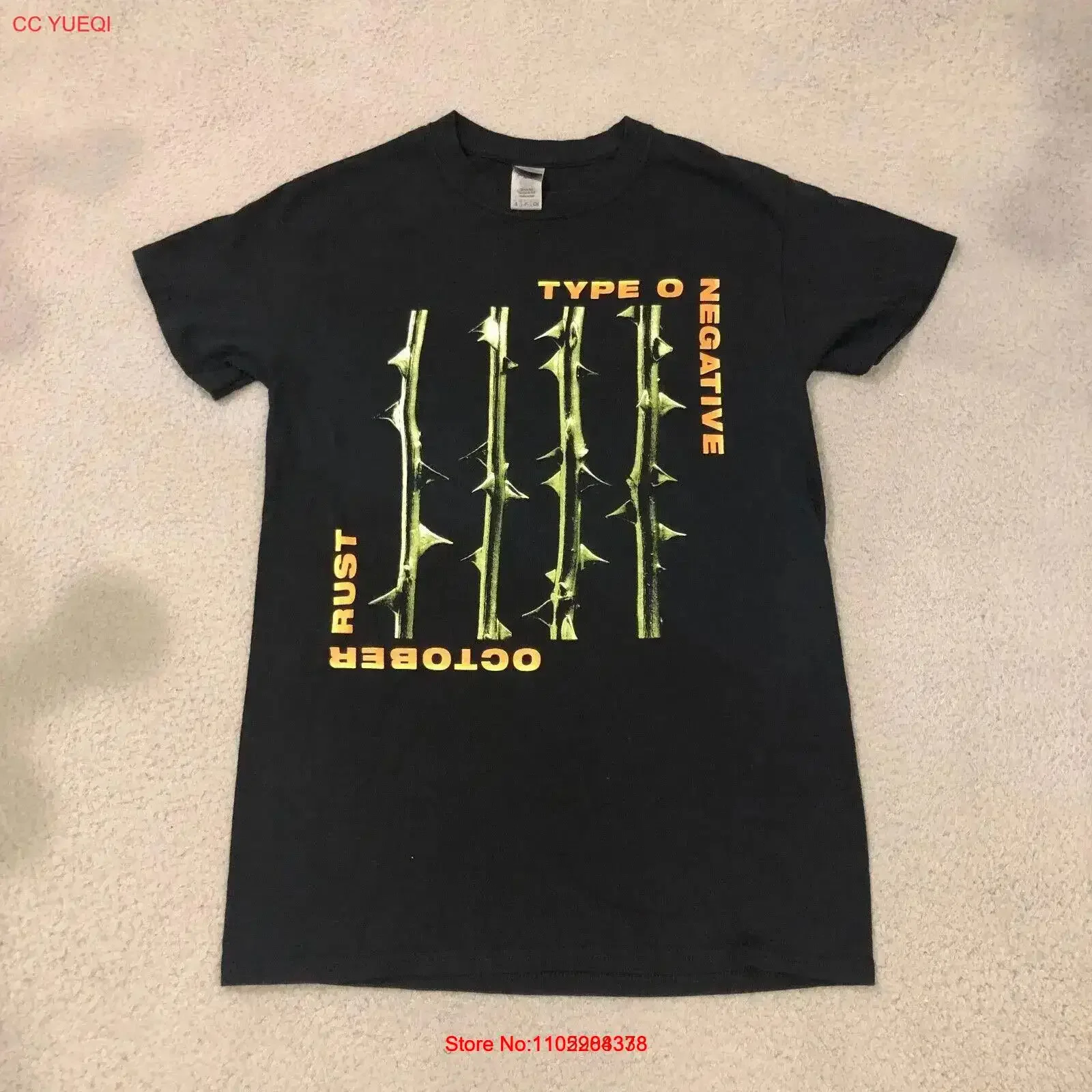 type o negative october rust T Shirt Men's S black metal band tee vintage Washed homme graphic fashion Versatile streetwear