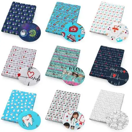  50*145cm Nurses Doctor Health Patchwork Printed 100% Cotton Or Polyester Cotton Fabric for Sewing Quilting Doll,1Yc10908