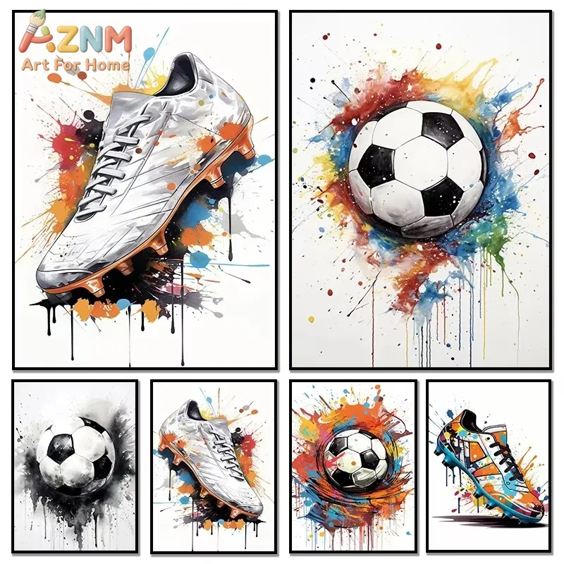 1PC Fashion Graffiti Football Shoes Canvas Painting Modern Art Poster Inspirational Wall Picture for Living Room Decor
