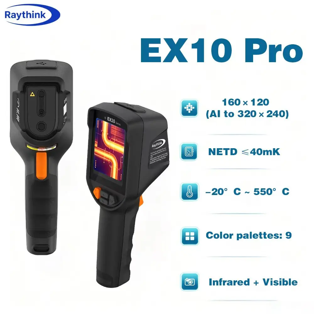 Raythink Ex10 Pro Handheld Infrared Thermal Imaging Industrial Circuit Maintenance High Resolution Long Range Thermal Imager