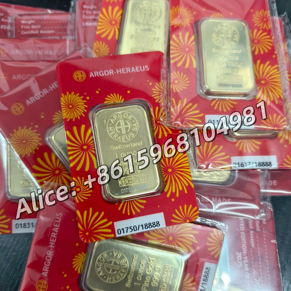 

High Quality Gold Plated Bar New 2025 Snake Swiss Copper Bar 1oz Metal Bar In Seal Packaging Crafts Non-Magnetic Collectibles