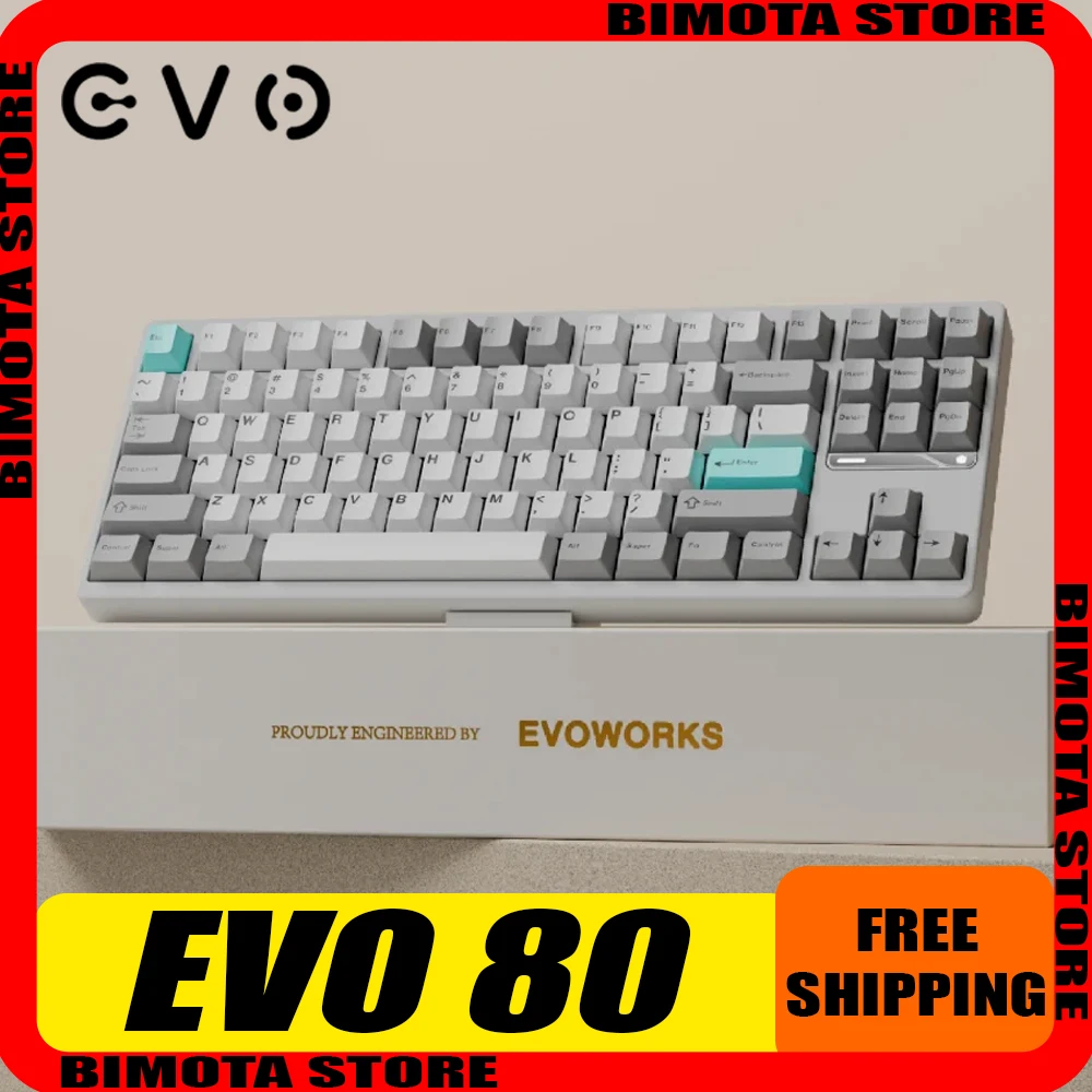 EvoWorks EVO80 Mechanical Keyboard Aluminium Alloy Tri Mode Wireless Keyboard Customized Keyboards QMK/VIA Hot Swap PC E-sport