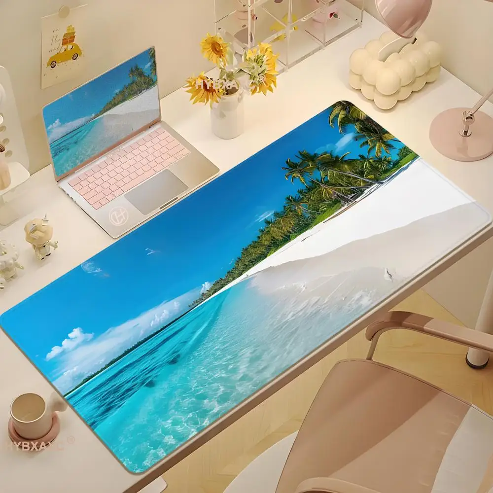 

Tropical beach computer mouse pad, gaming mouse pad, large size desktop mat, home office decorative keyboard pad HYBXAXC