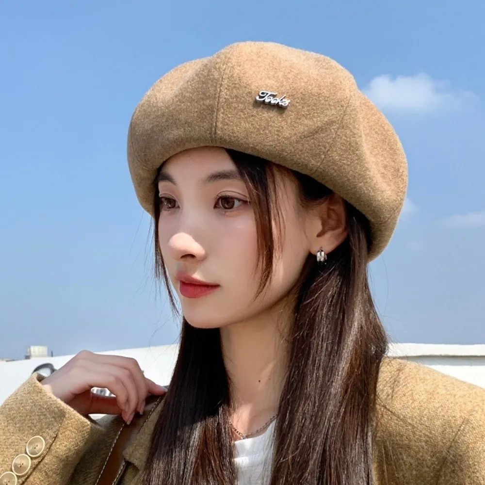 

Fashion Warm Winter Berets Hat Retro Woolen Plain Cap Elegant Soft French Artist Hat Women Girls