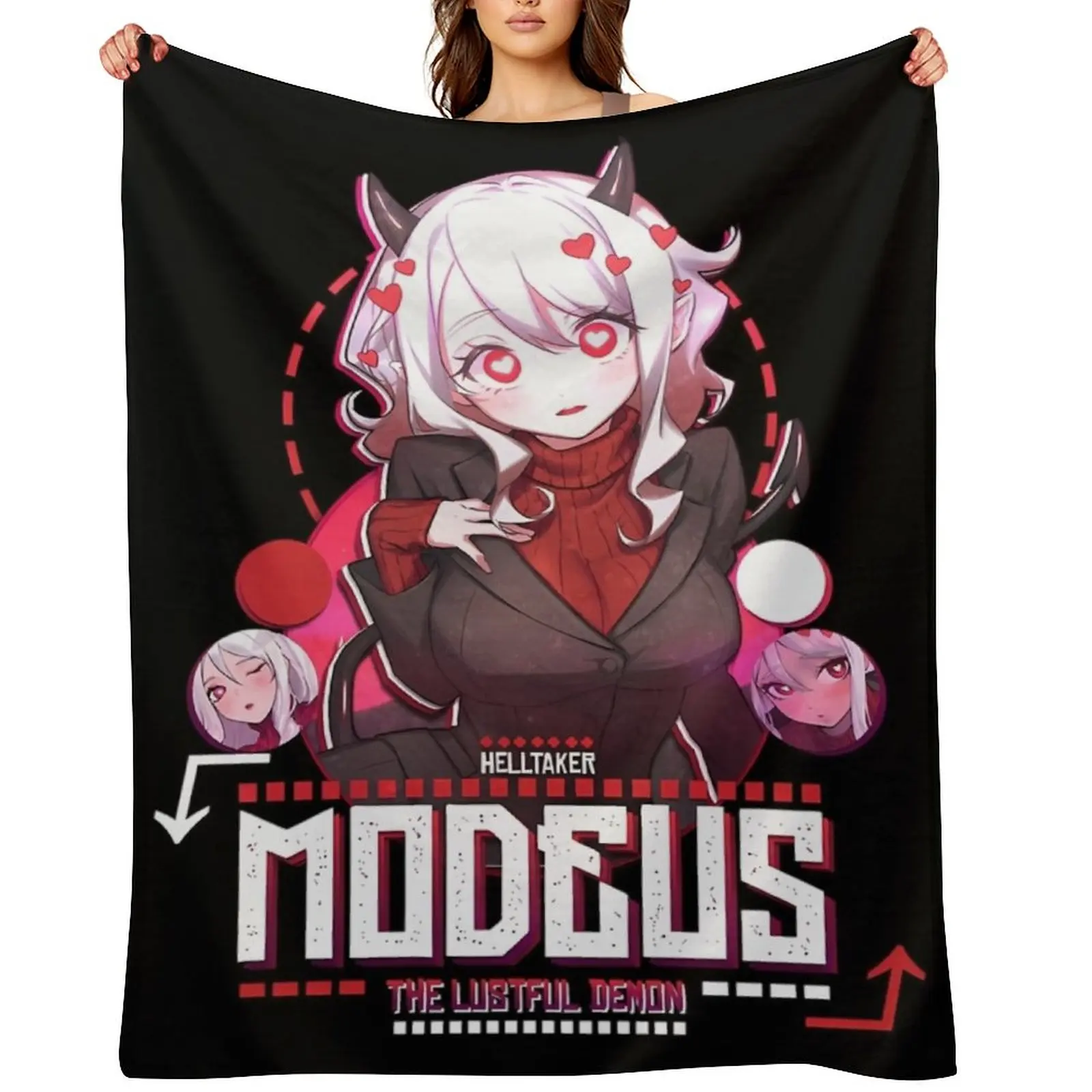 

Helltaker Modeus The Lustful Demon Throw Blanket Large Bed Fashionable Decorative Beds christmas gifts Blankets