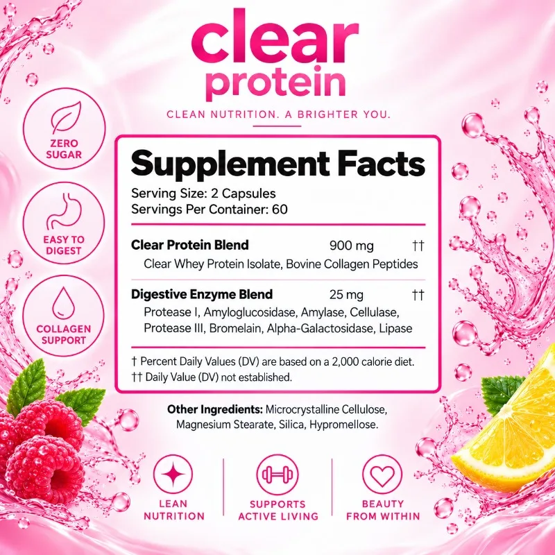 Clear Protein Capsules - Protein Synthesis, Support Cell Repair, Supports Skin, Nail, Bone and Joint Health, Build Muscle Mass