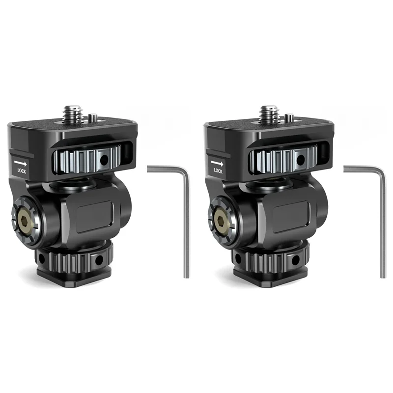 2X DSLR Camera Clamp Adjustable Monitor Mount W Cold Shoe 1/4 Screw For Camera Monitor Flash Light Mic Hot Shoe Bracket