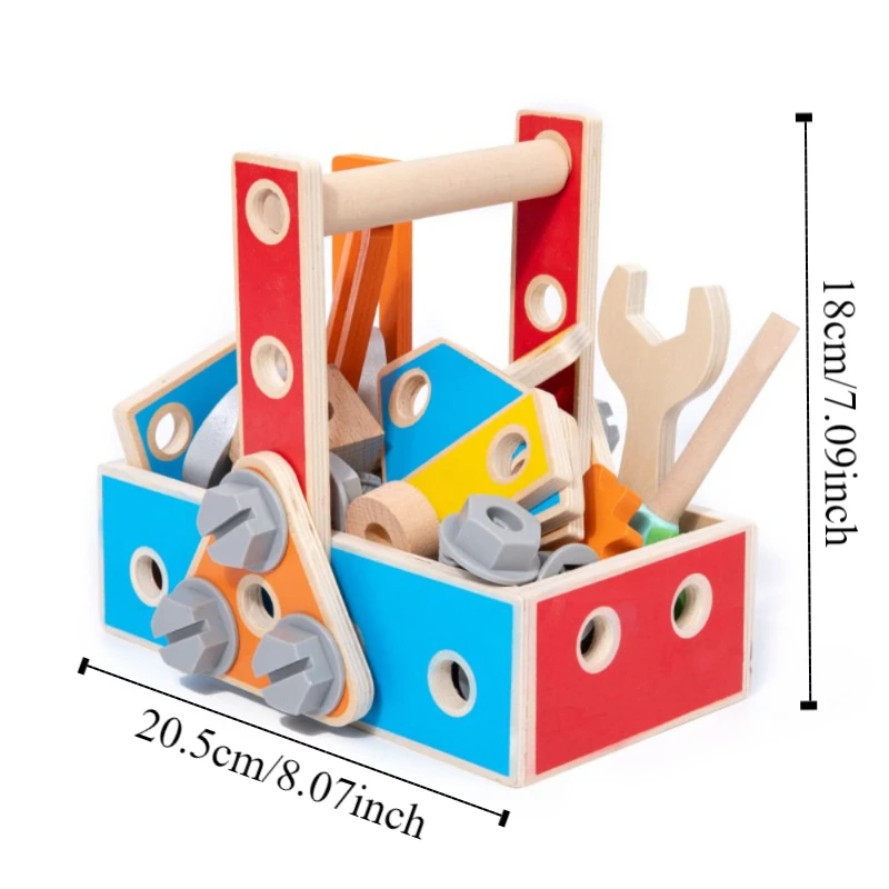 Houten puzzel moer montage Montessori gereedschapskist afneembare schroevendraaier montage auto DIY gesimuleerde moer schroef demontage