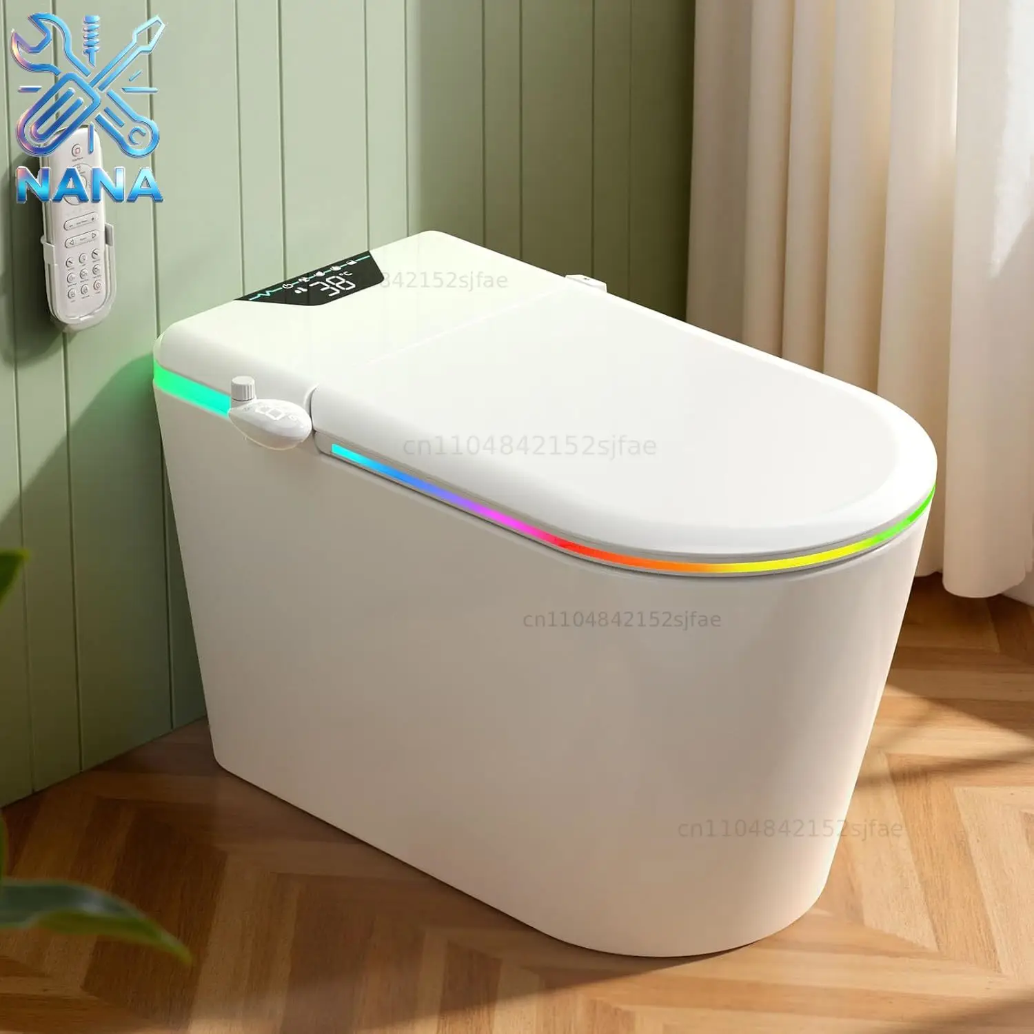 Nordic Smart Toilet with Bidet Built-in, Auto Open Close Lid Tankless One Piece Toilet, ADA Chair Height, 1.28 GPF, Customized