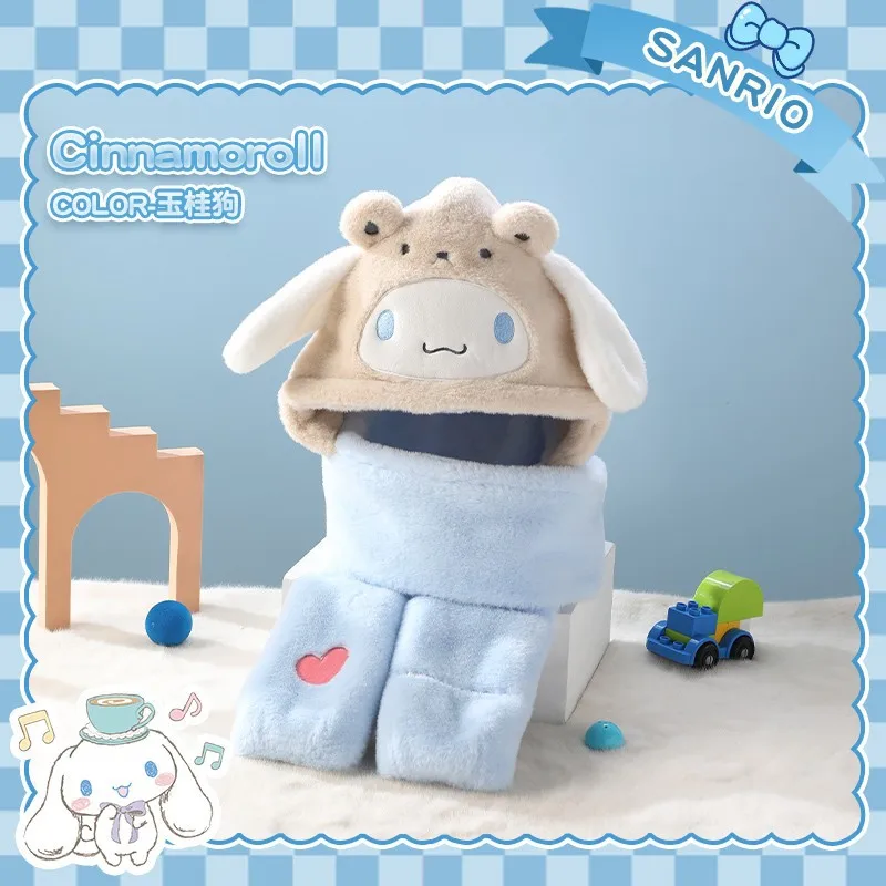 Écharpe de protection des oreilles en peluche chaude pour enfants, véritable Sanurgente Cinnamoroll, My Melody Kuromi, cadeau une pièce, mignon, isotCold Verde, hiver