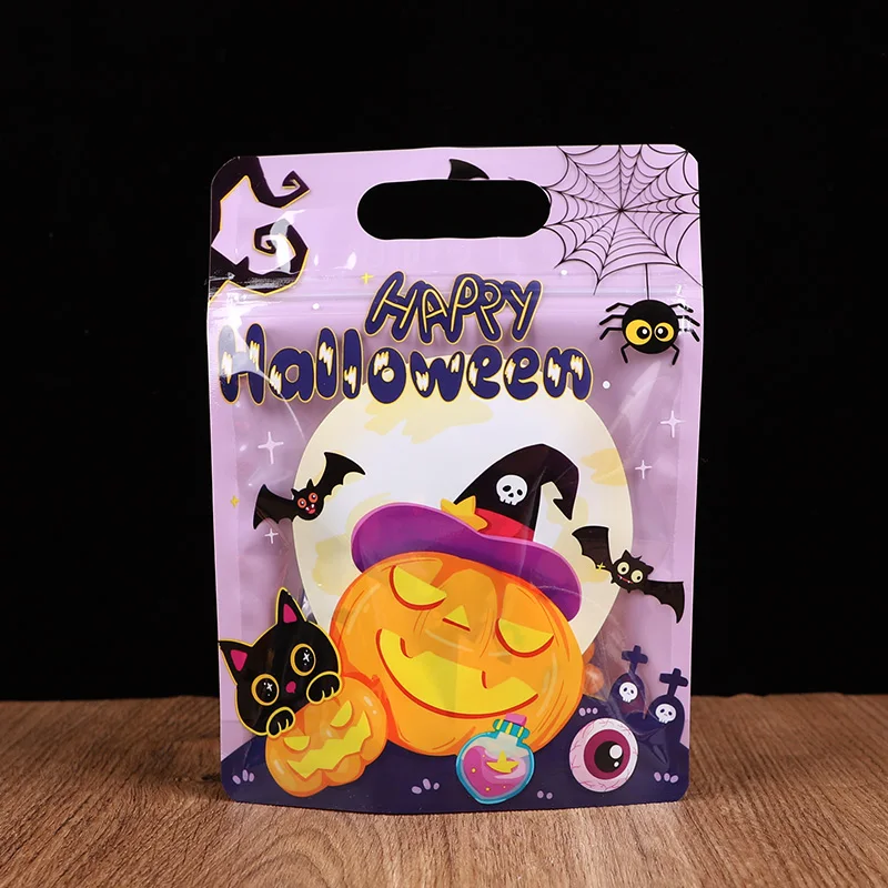 20/10 stücke Halloween Cookie Süßigkeiten Taschen Kürbis Geist Reißverschluss Versiegelt Tasche Kinder Süßes Oder Saures Gefälligkeiten Glückliche Halloween Party Dekoration