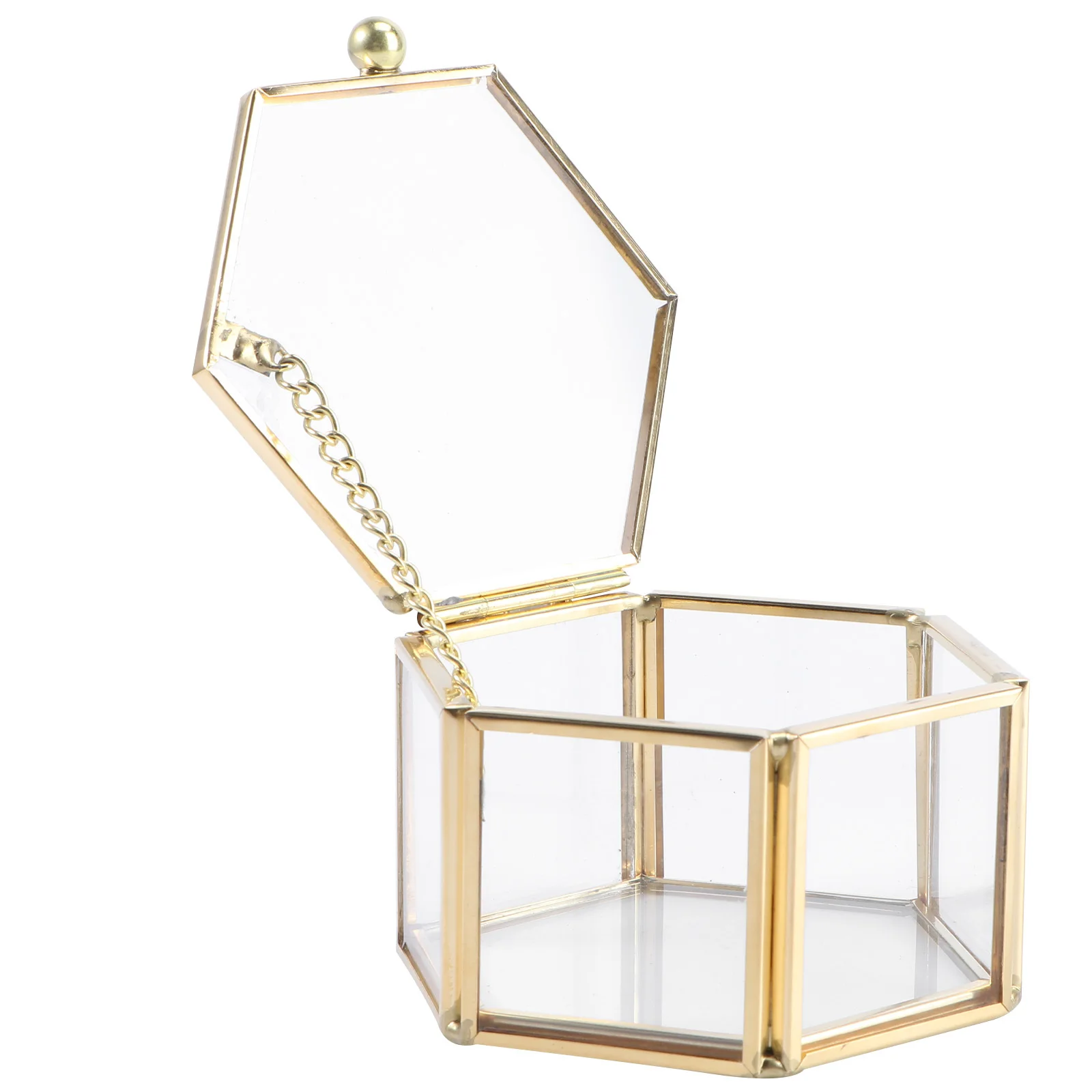 

1Pcs Glass Jewelry -Sided Flip-Top Ring Storage Box Mini Geometric Ring Display Holder Compact Jewelry Organizer