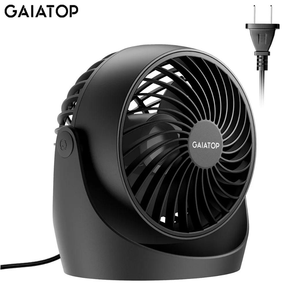 Gaiatop fan for bedroom strong airflow quiet desktop air circulator fan for whole room 360° adjustable tilt 3 speeds desktop