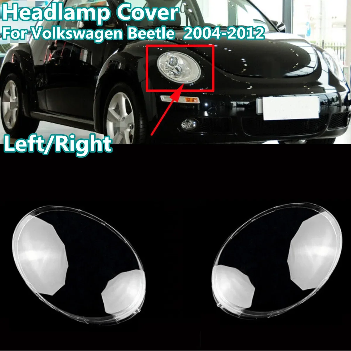 Right/Left Car Headlight Lens Glass Lampcover Cover Lampshade Shell For Volkswagen For VW Beetle 2006-2012 Headlight Cover Lens