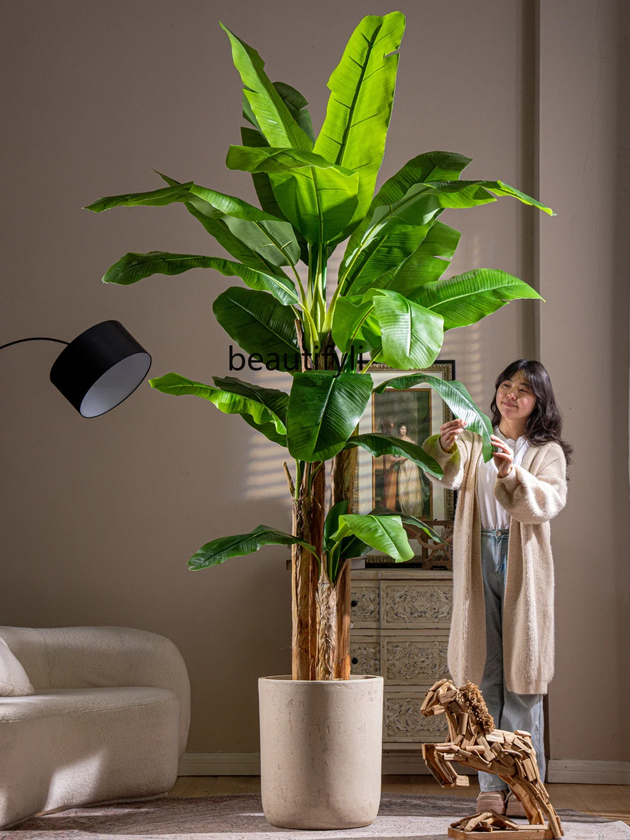 High-end plantain tree simulation green plant indoor large bionic fake tree plant potted landscaping decorative ornament