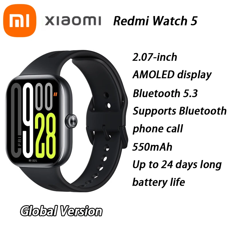 

Xiaomi Redmi Watch 5 2.07 "AMOLED Display 24 Dias de Bateria GNSS Chamada Bluetooth Mi Smartwatch Banda Esportiva