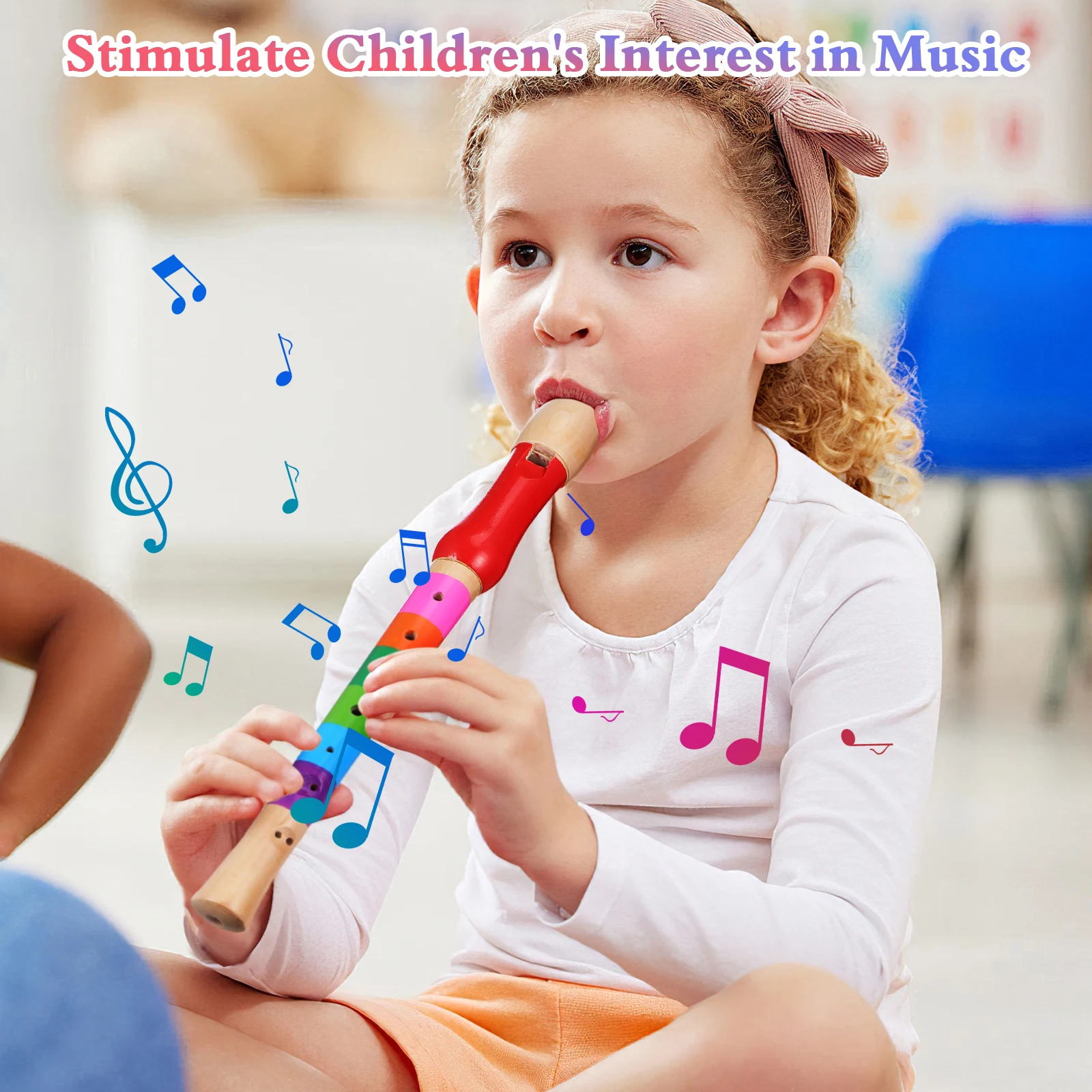 

8 Hole Wood Soprano Recorder Flute Music Teaching Instrument for Beginners Recorder Color Random