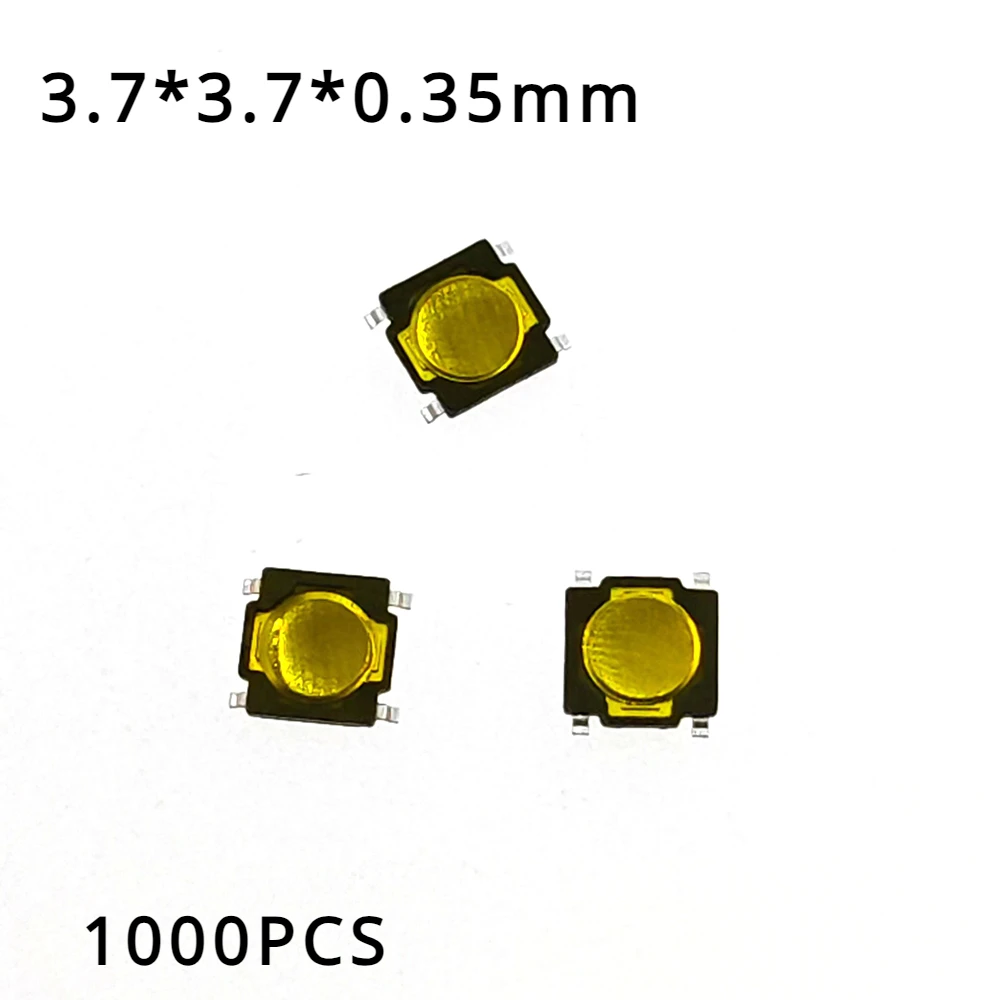 1000PCS 3.7mm×3.7mm×0.35mm 4-Foot Metal Dome Thin Film Micro Button Switch Patch Type Tactile Switch for Membrane Keypad