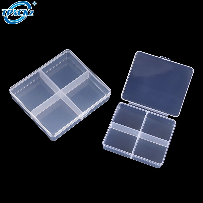 Transparent Plastic Storage Box 4 Grids Packing Box Storage Box Dustproof Strong Jewelry Beads Case Container