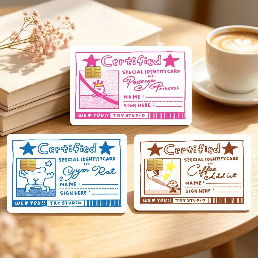Cartoon Color Certified Credit Card Sticker Waterproof Anti-Scratch 4PCS Bank Debit Traffic Cover Decoration