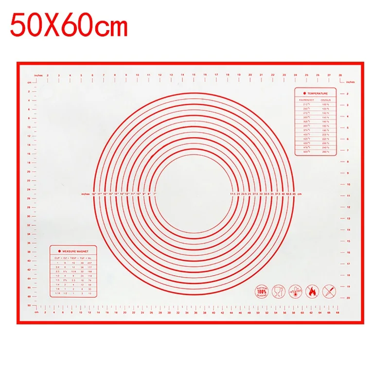 Grote Kneden Deeg Mat Siliconen Placemats Pad Vel Bakmat Pizza Cake Deeg Maker NonStick Gebak Rolling Pad Bakvormen