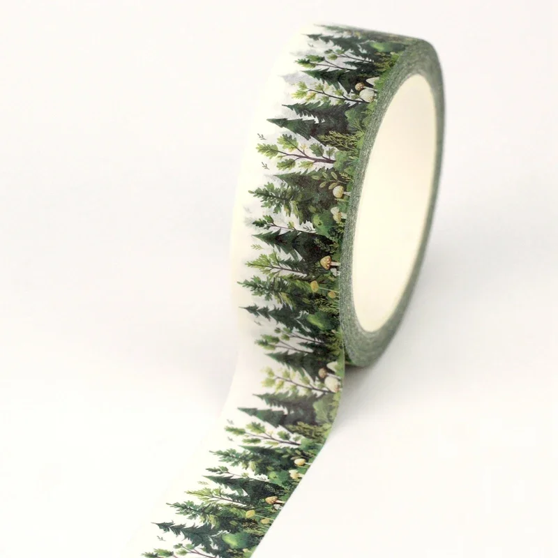 

Новинка, 1 шт., 10 м, деко, лес, зеленые деревья, растения, лента Васи для скрапбукинга, клейкая маскирующая лента для ведения журнала, милые стационарные принадлежности