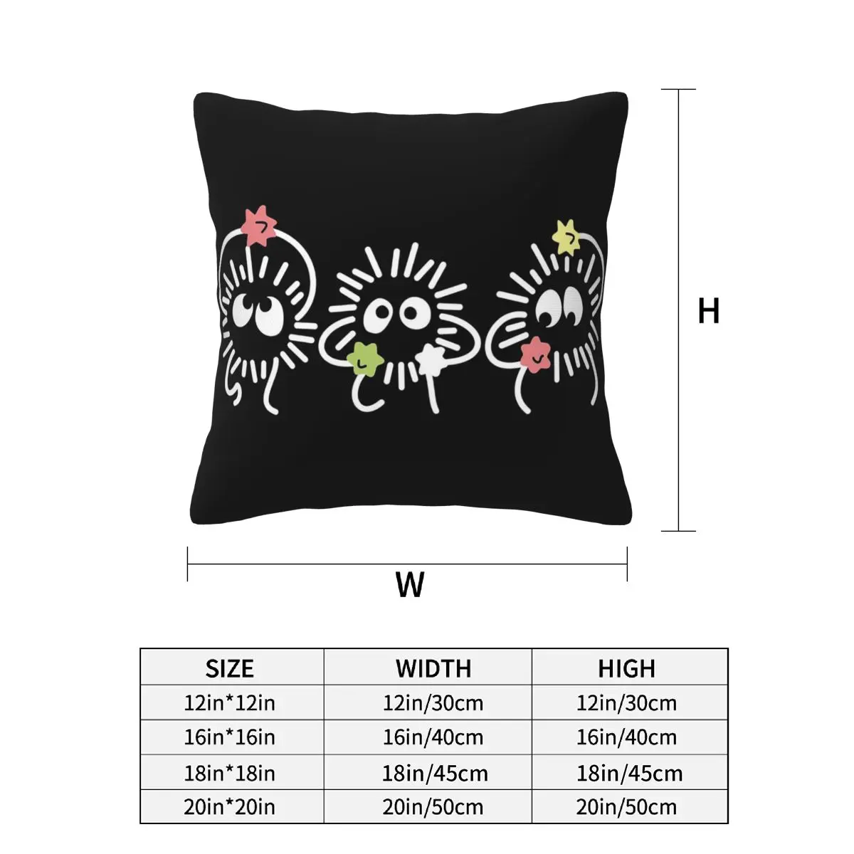 Soot Studio Ghibli 2 pcs Square Pillowcase Pillow Cover Cushion Zip Decorative Comfort Throw Pillow for Home Car