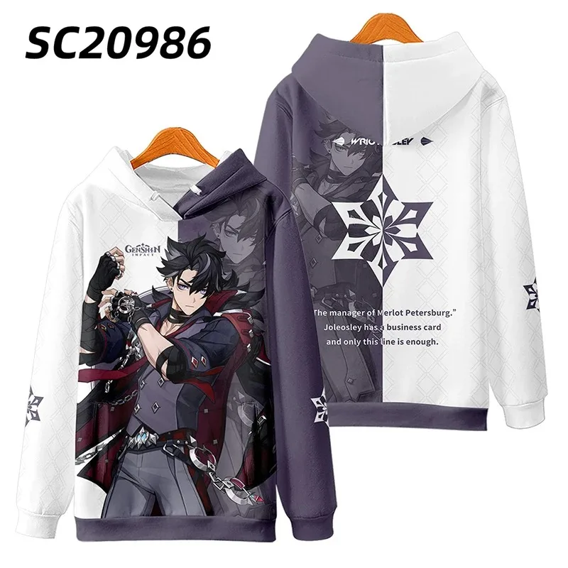 Game Genshin Impact Wriothesley Cosplay Hoodie Women Men Harajuku Sweatshirt Streetwear Hip Hop Pullover Hooded Jacket Outerwear