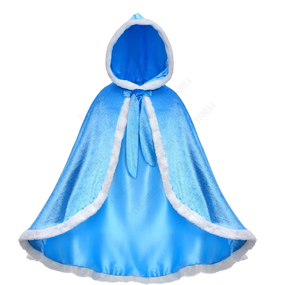 Halloween Kostüm für Kinder Weihnachten Pelzmantel Prinzessin Cosplay Mit Kapuze Cape Mäntel Mädchen Kleid Up Kinder Warme Winter Wrap Schal