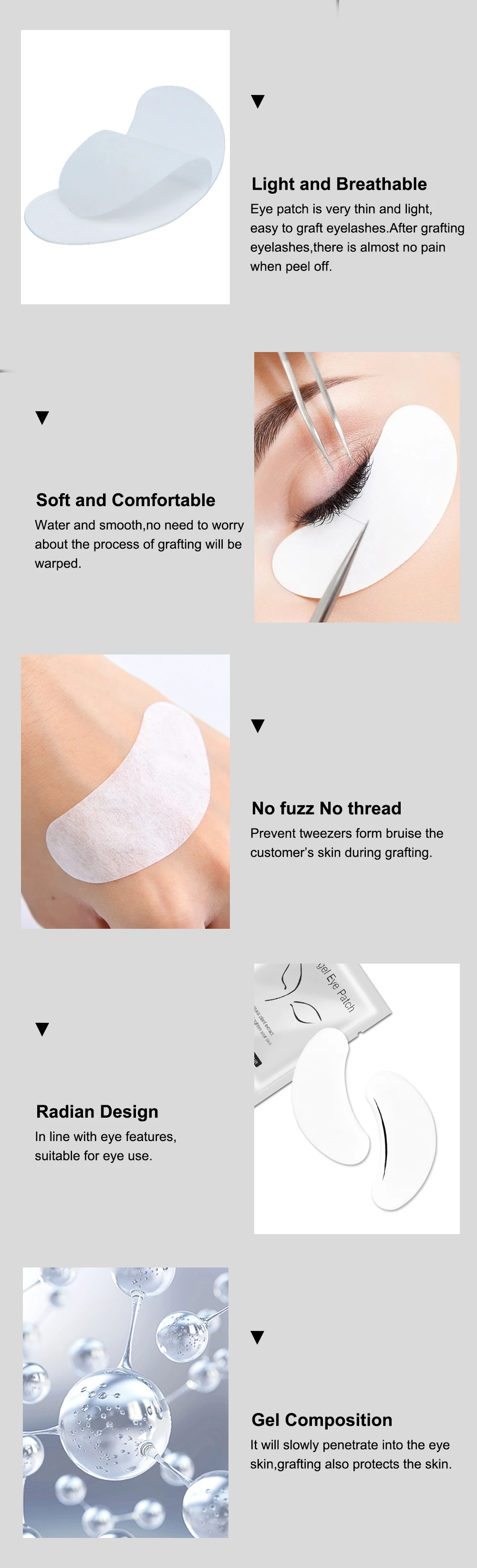 50 Paar Wimpernverlängerungs-Patches, Hydrogel-Patches, Gel-Pad, Make-up, Wimpernlift-Werkzeuge, unter den Augenklappen, Pads für Wimpernverlängerung – Detail 3